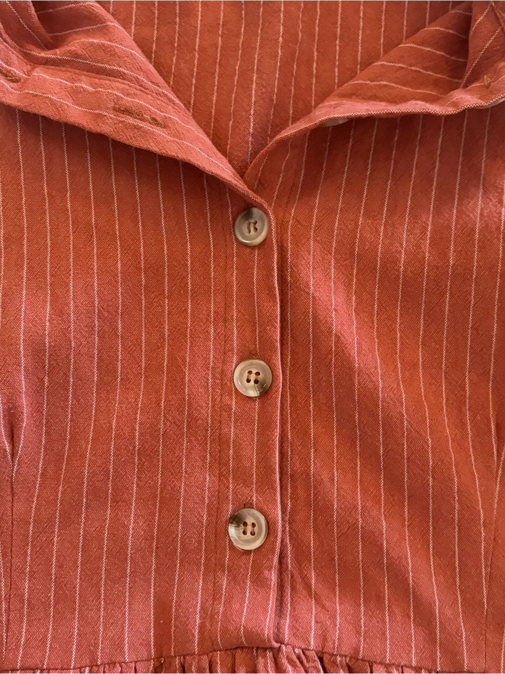 Rust-Red Button Front Dress with Pockets - Picture 4 of 6